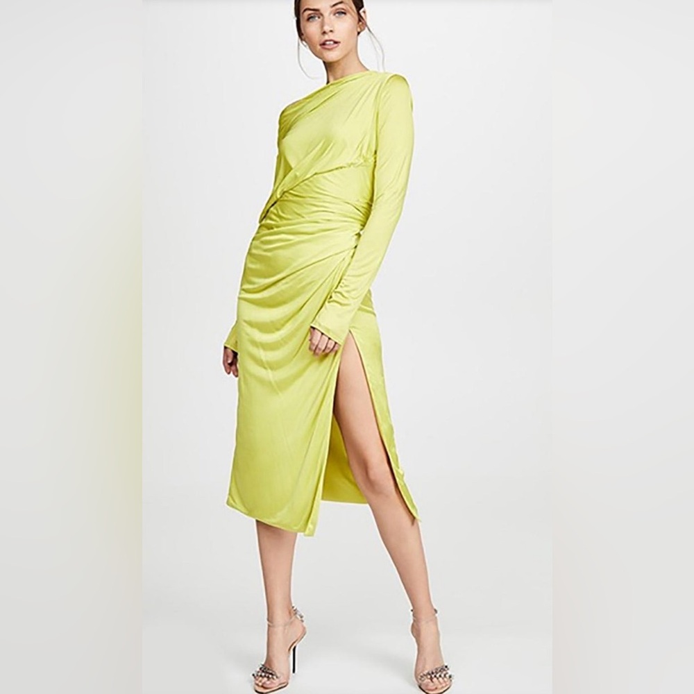 Versace Yellow Off Shoulder Midi Dress NWOT